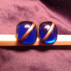 VINTAGE BLUE CUFFLINKS :  1950&#39;s.