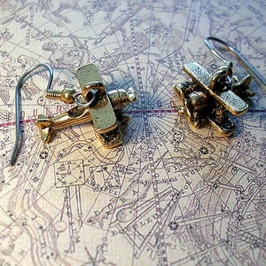 Airplane Earrings. Gold Tone finish.Hypoallergenic wires.