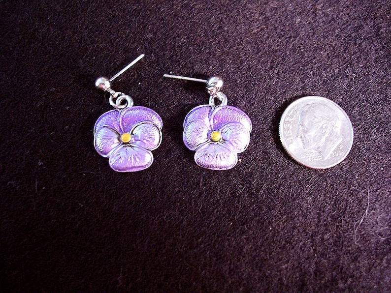 Pretty Pansy Earrings. Hand Painted Metal. Choice of 3 Colors. Etsy