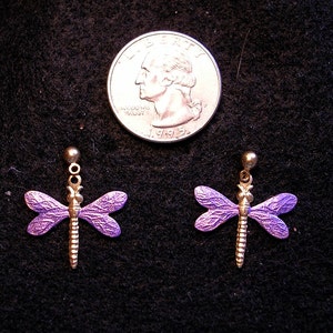 Dragonfly Earrings Medium. Purple. image 2