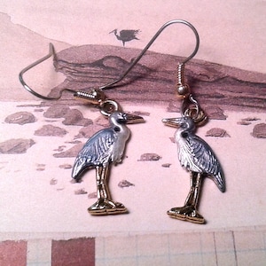 Hand Painted Great Blue Heron  Earrings
