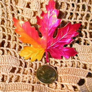 LARGE Hand Painted MAPLE LEAF Pin. image 2