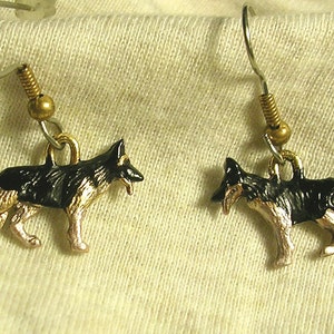Hand Painted German Shepherd  Earrings/  Hypoallergenic Wires and Posts