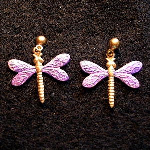 Dragonfly Earrings Medium. Purple. image 1