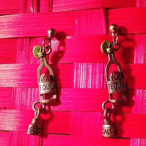 Tequila Gifts Tequila Bottle Drop Earrings Bachelorette Etsy