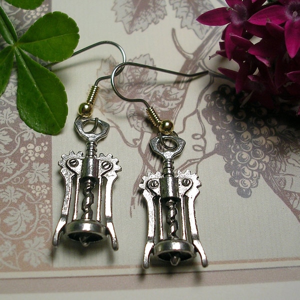 Corkscrew Wine Bottle Opener  Earrings .