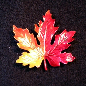 LARGE Hand Painted MAPLE LEAF Pin. image 3