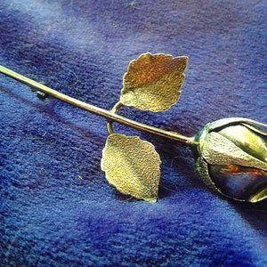 Vintage  Sterling Silver Rose Brooch .1960&#39;s. Marked .925
