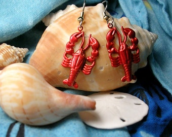 Maine  Lobster  Earrings. Hand Painted