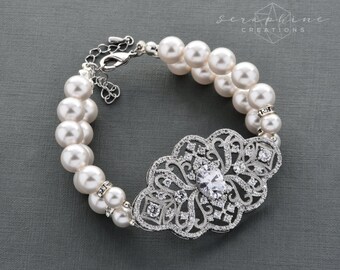Wedding Pearl Bracelet Wedding Jewelry Bridal Cuff Bracelet