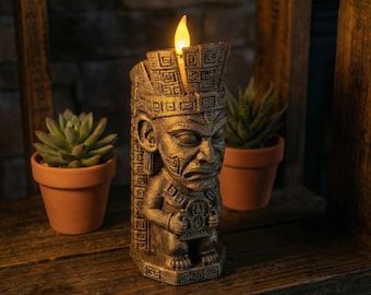 Ancient Flame: Aztec Totem Tealight Holder