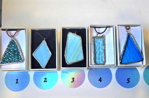 Handmade real Stained Glass Pendant- Tiffany copper foil method-Lead Free solder