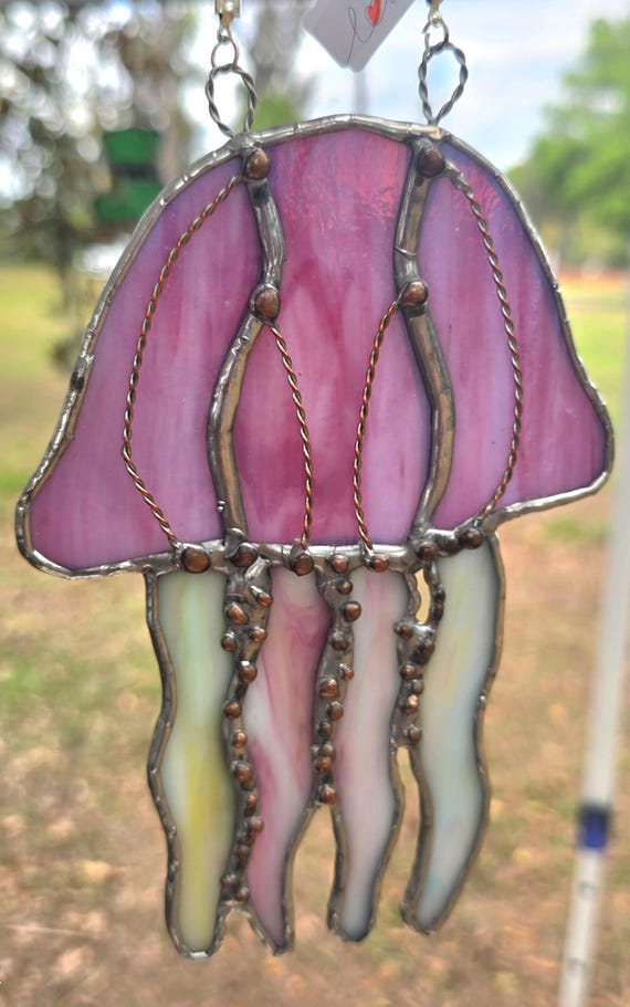Handmade Real Stained Glass Jellyfish