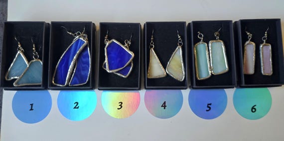 Handmade Stained Glass -lead free -dangle earrings- various colors