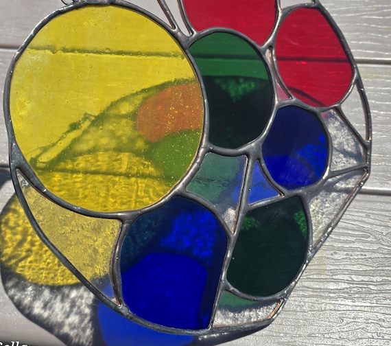 Handmade Real Stained Glass Abstract Suncatcher