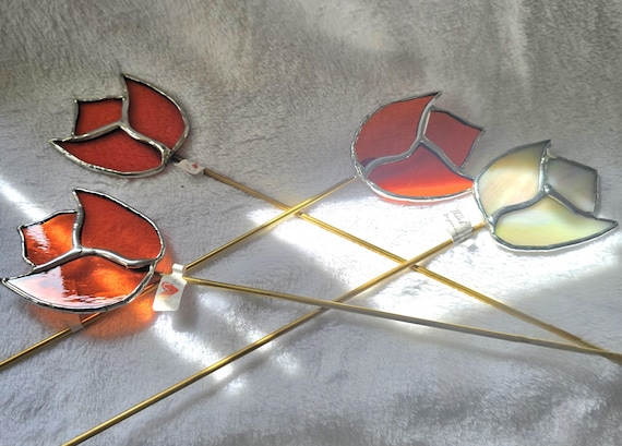 Handmade real stained glass Tulip Garden Stakes