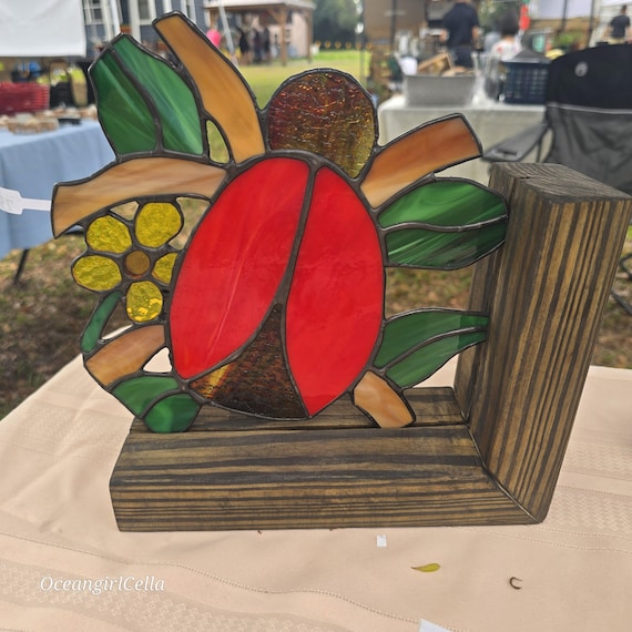 Handmade Stained-glass Ladybug bookend