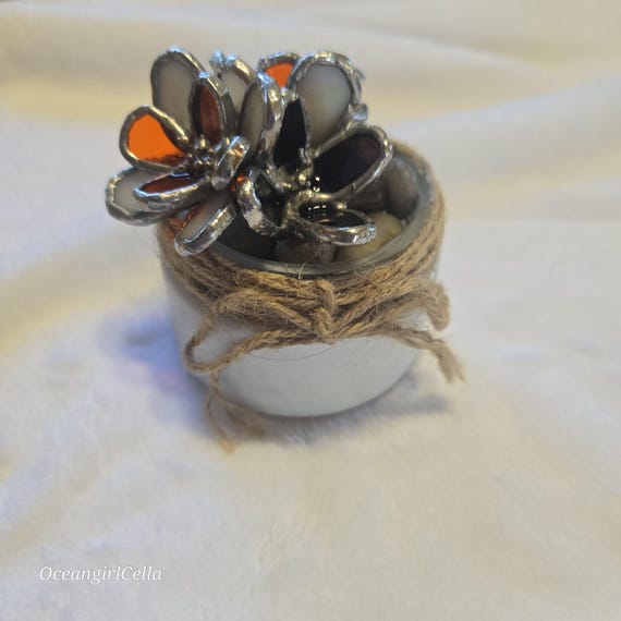 Handmade Stained Glass Flowers in recycled glass jar