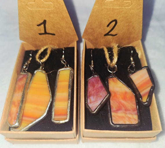 Real Stained Glass Earring and Charm Set