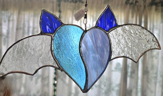 Handmade Stained Glass Love Bats