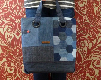 PDF Pattern: Denim Hexie Handbag
