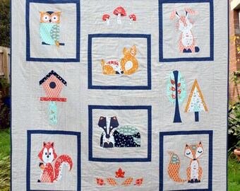 PDF Pattern: Woodland Friends Quilt Pattern (59" x 60.5")