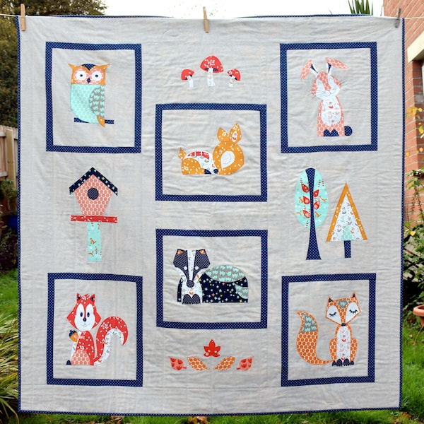 PDF Pattern: Woodland Friends Quilt Pattern (59" x 60.5")