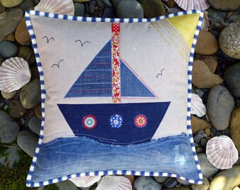 PDF Pattern: Applique Sailboat Cushion