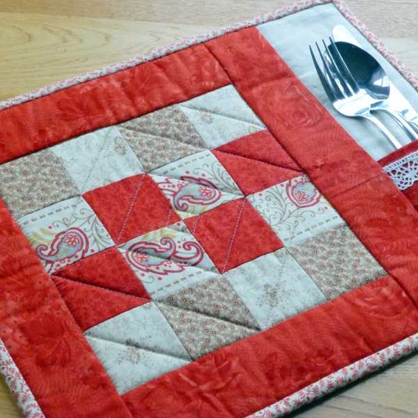 PDF Pattern for 6 Quilted Placemats & Coasters (Beginner)