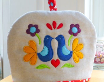 PDF Pattern: Folksy Tea Pot Cosy 11.5" x 9" (or made to measure)