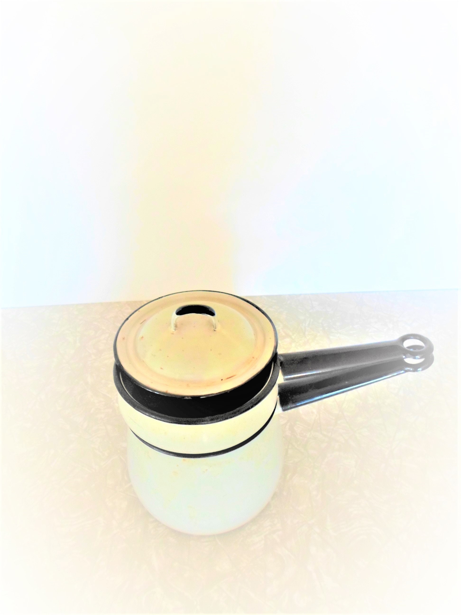White Porcelain Enamel Double Boiler White Enamel Retro Etsy UK