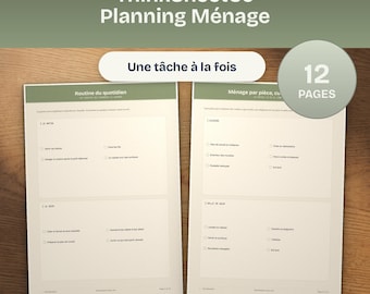 Planning Ménage à Imprimer, Routine Nettoyage par Pièce et Zone, Tâches Ménagères PDF, A4 Lettre