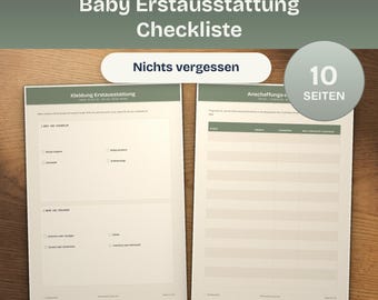 Baby Erstausstattung Checkliste zum Ausdrucken, Anschaffungen Budgetplaner, Ausstattung Liste, A4 A5 PDF