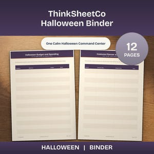 Segregator na Halloween do druku, planer gospodarstwa domowego, śledzenie budżetu na kostiumy, organizer menu na imprezę, lista kontrolna na psikusa (format A4)