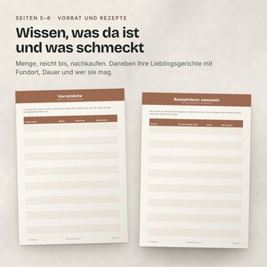 Zwei Seiten: Vorratsliste und Rezeptideen sammeln.
