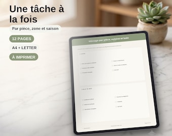 Planning Ménage à Imprimer, Routine Nettoyage par Pièce et Zone, Tâches Ménagères PDF, A4 Lettre