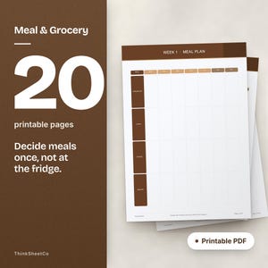 Meal Planner Printable, Weekly Grocery List, ADHD Friendly Batch Cook Sheet, Undated (A4 + reMarkable)