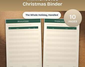 Christmas Binder Printable, Holiday Planner Organizer, Gift Card Budget Tracker, Menu Countdown Pages, Xmas Command (A4 Letter)