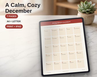 Calendário do Advento para Imprimir, Contagem Regressiva de 25 Dias para o Natal, Cartões de Atividades Infantis para as Festas, Tradições Familiares de Dezembro (A4/Carta)