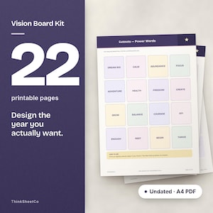 Printbare Vision Board Kit 2027, Doelenplanner PDF, Manifestatiepakket, Uitknipsels met Droomwoorden (A4 + reMarkable)