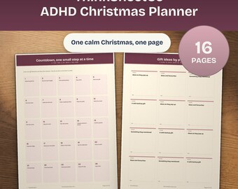Neurodivergent Holiday Organizer, ADHD Christmas Planner, Gift Budget Countdown, Brain Dump, Undated PDF (A4 Letter)