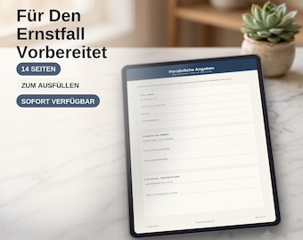 Notfallordner Selbstständige zum Ausfüllen, Vorsorge Vorlage Unternehmer, Betriebsübergabe Dokumente, Notfallmappe PDF, Digitaler Nachlass