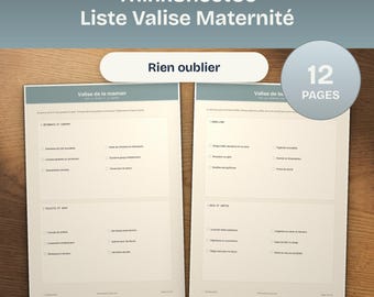 Liste Valise Maternité à Imprimer, Checklist Accouchement et Trousseau Naissance, Projet Bébé PDF, A4 Lettre