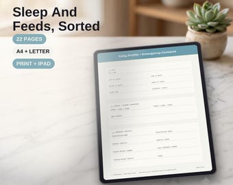Planilha para imprimir do sono do bebê, registro de alimentação do recém-nascido, planejador diário pós-parto, cronograma para novas mamães em PDF (A4 + Carta)