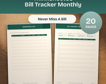 Bill Tracker Printable Monthly, Payment Log PDF, Subscription Manager, Due Date Reminder, ADHD Friendly (A4 + Letter)