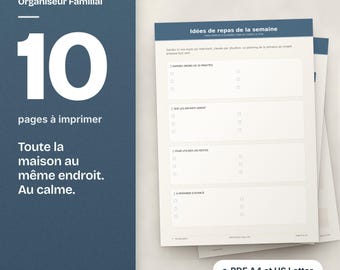 Organiseur Familial à Imprimer, Planning Semaine, Répartition des Tâches, Calendrier Famille, Menu PDF (A4 + reMarkable)