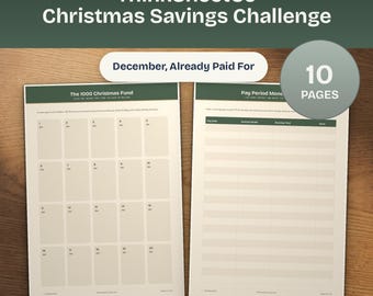 Christmas Savings Challenge Printable, Cash Envelope Sinking Fund Tracker, 1000 2500 5000 Holiday Money Binder (A4 Letter)