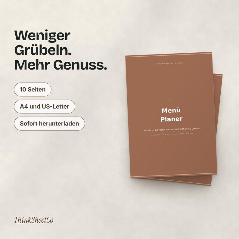 Deckblatt und Abschlussseite des Menüplaners.