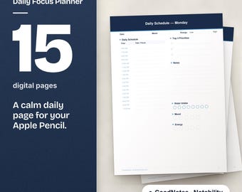 Digital Daily Focus Planner GoodNotes, ADHD iPad Notability, Time Blocking Sheets, Neurodivergent Adults, 2026 (reMarkable File Included)