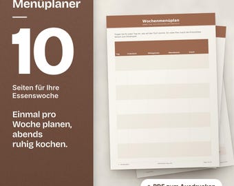 Menüplaner zum Ausdrucken, Wochenplan Essen, Einkaufsliste Vorlage, Essensplaner Familie, Meal Prep PDF (A4 + reMarkable)